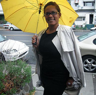 Andrea L. Tyrell with a Yellow Umbrella